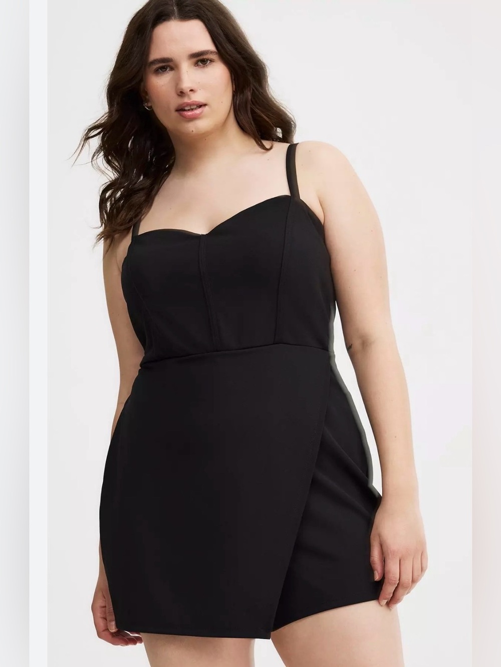 Torrid Black Sweetheart-Neck Wrap-Front Romper Sz 26